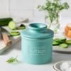 Butter Bell - The Original Butter Bell crock by L Tremain, a Countertop French Ceramic Butter Dish Keeper for Spreadable Butter, Caf Matte Collection, Aqua view 2