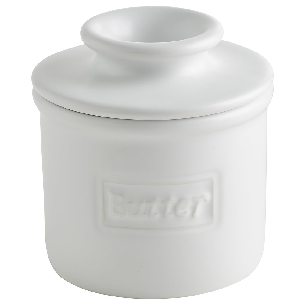 Butter Bell - The Original Butter Bell crock by L Tremain, a Countertop French Ceramic Butter Dish Keeper for Spreadable Butter, Caf Matte Collection, White Matte