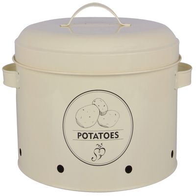 Esschert Design Potato Storage Tin, Metal,White