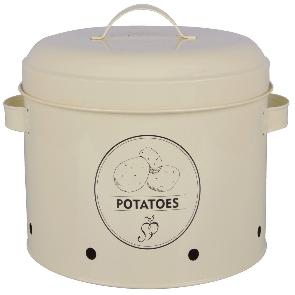 Esschert Design Potato Storage Tin, Metal,White