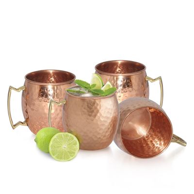 RoyaltyRoute Set of 4, Copper Barrel Mug/Cup for Moscow Mules 18 Oz - Moscow Mule Gift Set