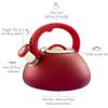 Primula Avalon Whistling Kettle - Whistling Spout, Locking Spout Cover, and Stay-Cool Handle - Stainless Steel - 2.5 Quarts - Matte Red (PAVRE-6225) view 2