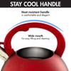 Primula Avalon Whistling Kettle - Whistling Spout, Locking Spout Cover, and Stay-Cool Handle - Stainless Steel - 2.5 Quarts - Matte Red (PAVRE-6225) view 3