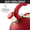 Primula Avalon Whistling Kettle - Whistling Spout, Locking Spout Cover, and Stay-Cool Handle - Stainless Steel - 2.5 Quarts - Matte Red (PAVRE-6225) view 4