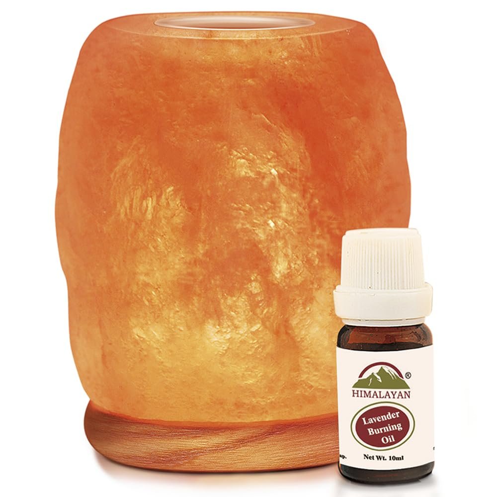 Himalayan Glow Natural Aroma Therapy Hand Carved Crystal Salt Lamp with Neem Wooden Base, Salt Lamp LED Bulb, (ETL Certified)