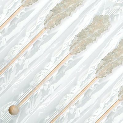 20 Piece Wrapped White Rock Candy Swizzle Sticks Sugar Candy