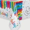 Multicolor Rainbow Ribbons Birthday Plastic Rectangular Table Cover (54" x 84"), Chic Design & Reusable - Perfect For Parties & Celebrations, Pack Of 1 view 3