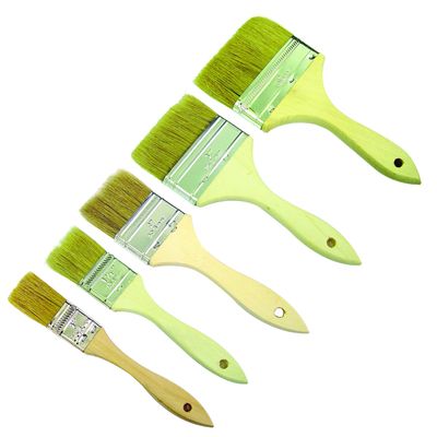 Bon Chip Brush Set of 5 Professional Paint and Masonry Brushes with Pure White Bristles Sanded Wood Handles and Multiple Brush Sizes