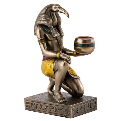 Top Collection Thoth Statue - Egyptian God of Knowledge and Wisdom Candle Holder Sculpture in Premium Cold Cast Bronze - 6.25-Inch Collectible Egypt Scribe Tehuti Figurine