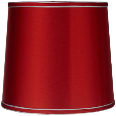 Sydnee Satin Red Large Drum Lamp Shade 14" Top x 16" Bottom x 11" Slant x 11" High (Spider) Replacement with Harp and Finial - Springcrest