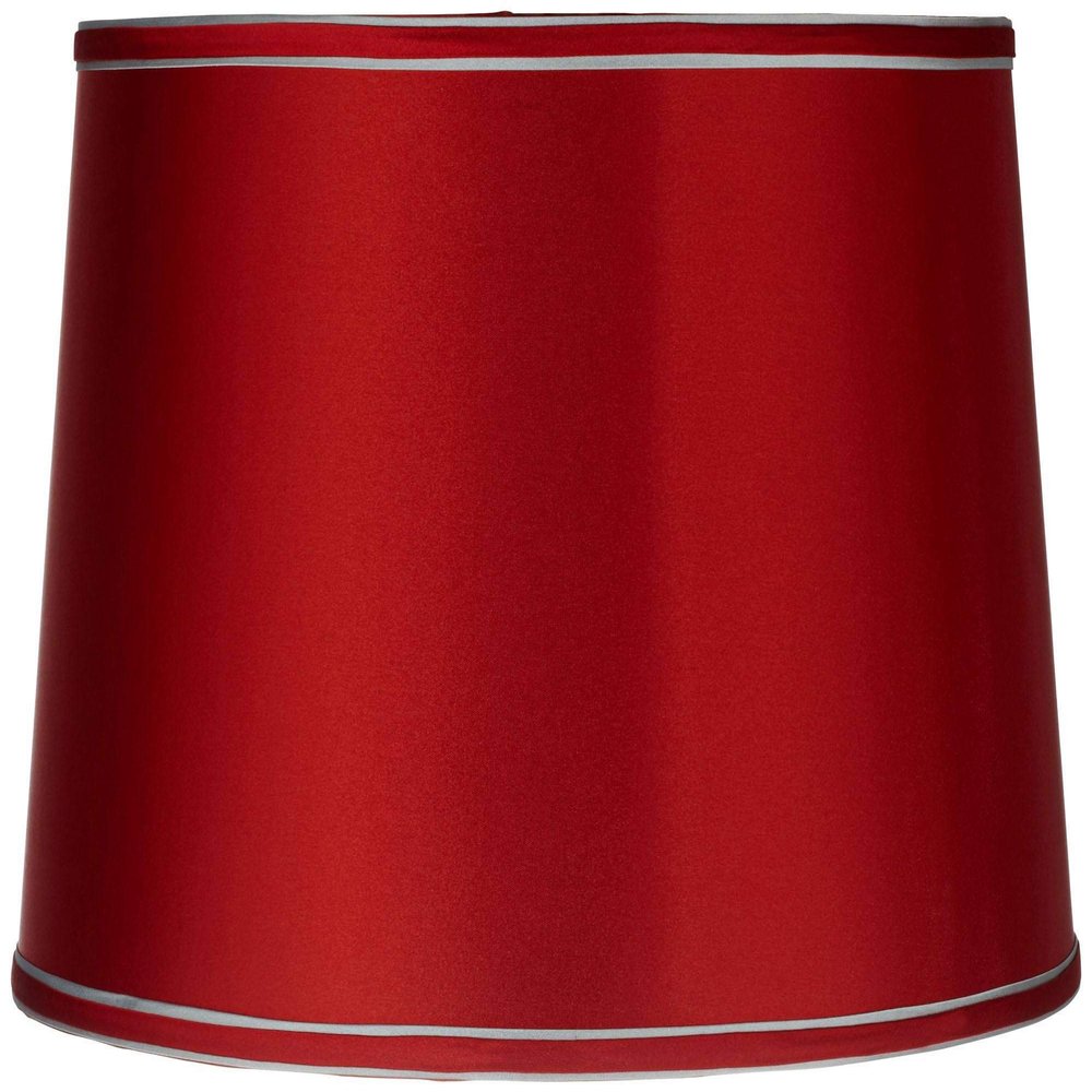 Sydnee Satin Red Large Drum Lamp Shade 14" Top x 16" Bottom x 11" Slant x 11" High (Spider) Replacement with Harp and Finial - Springcrest