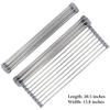 Hhyn Roll Up Dish Drying Rack 20.5"(L) x 13.8"(W) - Stainless Steel and Silicone Dish Drying Mat Over The Sink Foldable Drain Rack Multipurpose Dish Drainer Extra Large, Gray view 3