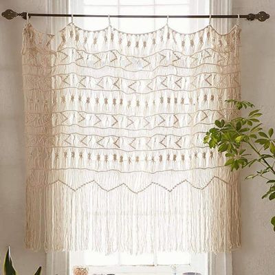 Flber Macrame Curtain Macrame Wall Hanging Macram Handwoven Boho Wedding Backdrop Kitchen Curtains,52" Wx56 H