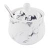 123Arts Ceramics Marbling Sugar Salt Pepper Storage Jar Seasoning Pot with Lid And Spoon view 1