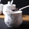 123Arts Ceramics Marbling Sugar Salt Pepper Storage Jar Seasoning Pot with Lid And Spoon view 3