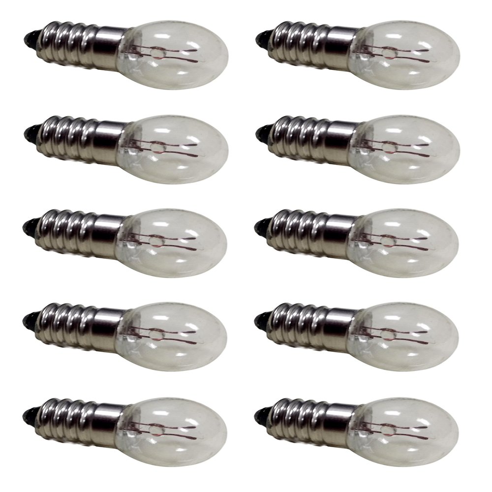 Sci-Supply Pack of 10 E10 Miniature Screw Base Light Bulbs, 6.3V / 0.5A, 6 Volt Miniature Lamp