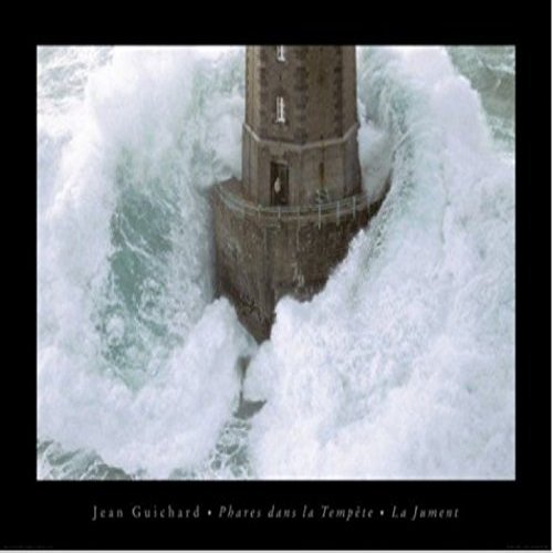1art1 Lighthouses Poster Art Print - Lighthouse in The Storm, La Jument France by Jean Guichard (32 x 24 inches)