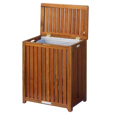 Oceanstar Solid Wood Spa Laundry Hamper 24.75 in high x 20 in Wide x 13.25 in deep, Brown