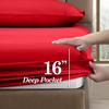CELINE LINEN Premium 1800 Hotel Quality Wrinkle-Resistant 4-Piece Microfiber Sheet Set - Luxury Ultra Soft and Breathable Bedding 16 Inch Deep Pocket 4PC Sheet Set, Full, Red view 3