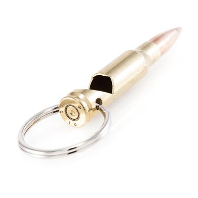 .308 Caliber Keychain Bottle Opener | Military Fired Brass Round | Nickel Plated Keyring From Lucky Shot (Single)