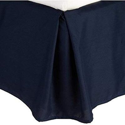Celine Linen 1500 Premier Wrinkle Resistant Hotel Quality Solid Bed Skirt - Pleated Tailored 14" Drop, King, Navy Blue