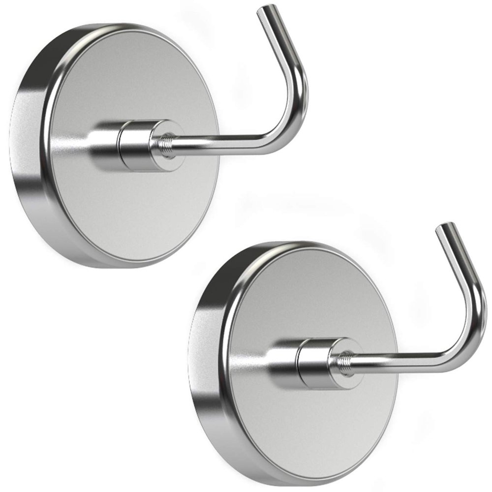 PRIMADA Extra-Strong Set Magnetic Hooks, 2pc, Chrome, 2 Count