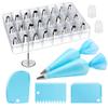 Kootek 32-Piece Piping Bags and Tips Set with 24 Icing Piping Tips, 2 Reusable Pastry Bags 12 Inch, Reusable Piping Icing Bags and Tips, Cake Decorating Kit for Frosting Cookie, Cupcake view 1