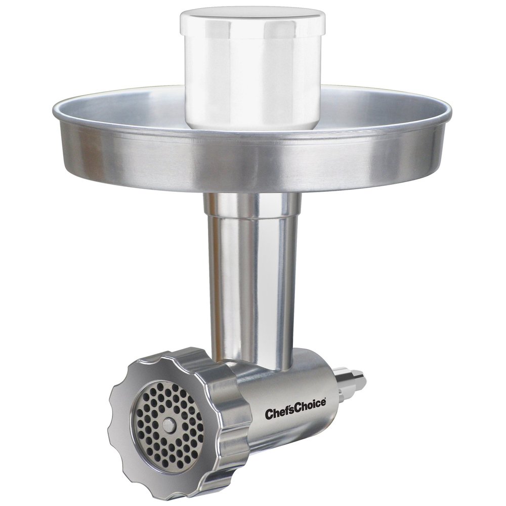 ChefsChoice 796 Premium Food Grinder Attachment Designed to fit KitchenAid Stand Mixers, Silver,2 piece set