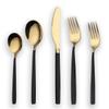 Berglander 20 Piece Titanium Black And Golden Plated Stainless Steel Flatware Set, Handle With Mouth Silverware Set And Cutlery Set Service for 4 (Shiny Black,Shiny Golden) view 1