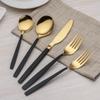 Berglander 20 Piece Titanium Black And Golden Plated Stainless Steel Flatware Set, Handle With Mouth Silverware Set And Cutlery Set Service for 4 (Shiny Black,Shiny Golden) view 2