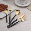 Berglander 20 Piece Titanium Black And Golden Plated Stainless Steel Flatware Set, Handle With Mouth Silverware Set And Cutlery Set Service for 4 (Shiny Black,Shiny Golden) view 3