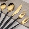 Berglander 20 Piece Titanium Black And Golden Plated Stainless Steel Flatware Set, Handle With Mouth Silverware Set And Cutlery Set Service for 4 (Shiny Black,Shiny Golden) view 4