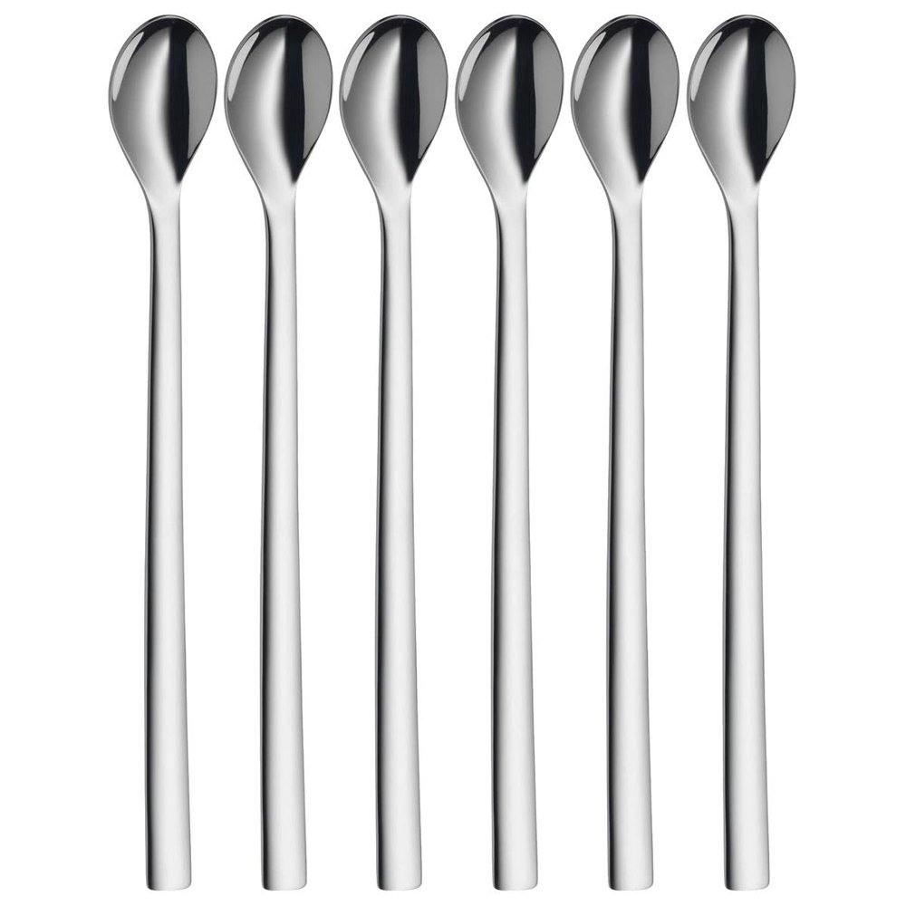 WMF Nuova 1291406046 Long Cocktail Spoon Set 6 Pieces, Stainlesssteel