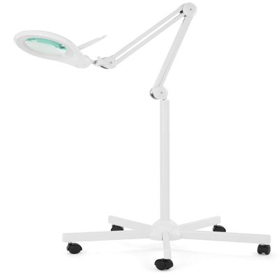 Neatfi (New Model) Bifocals 1,200 Lumens LED Magnifying Floor Lamp with Rolling Base, 5 Diopter with 20 Diopter, Dimmable, Adjustable Arm (5 Inches, White)