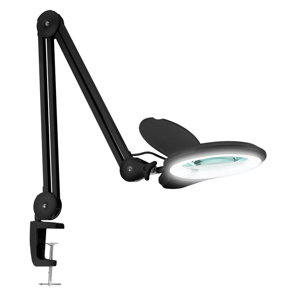 Neatfi LED Bifocal Magnifying Lamp  1,200 Lumens, 5 Lens, Dimmable, Adjustable Arm with Clamp, 60 SMD LEDs, Perfect for Crafting, Reading, Jewelry, Needlework (5 Diopter + 20 Diopter, Black)