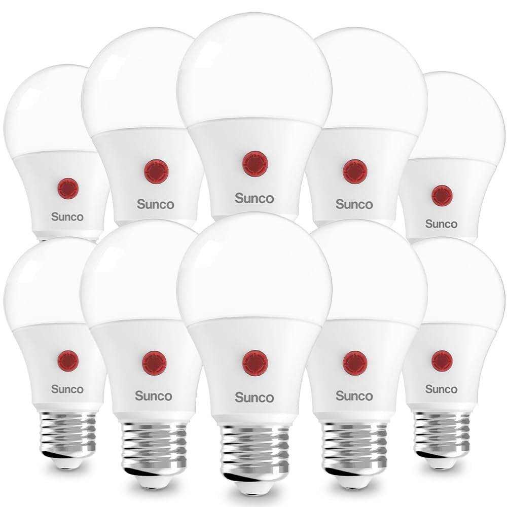 Sunco 10 Pack Dusk to Dawn LED Outdoor Light Bulb A19, Photocell Automatic for Exterior Lighting, 800 LM, 9W (60W Eqv.), 5000K Daylight, Auto On/Off Sensor, IP65 Rated UL