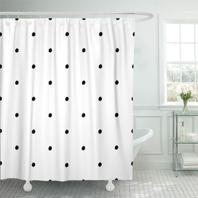 Emvency Shower Curtain Small Abstract Polka Dot Pattern with Trendy Cute Black and White Monochrome Bubble Child Waterproof Polyester Fabric 72 x 72 inches Set with Hooks