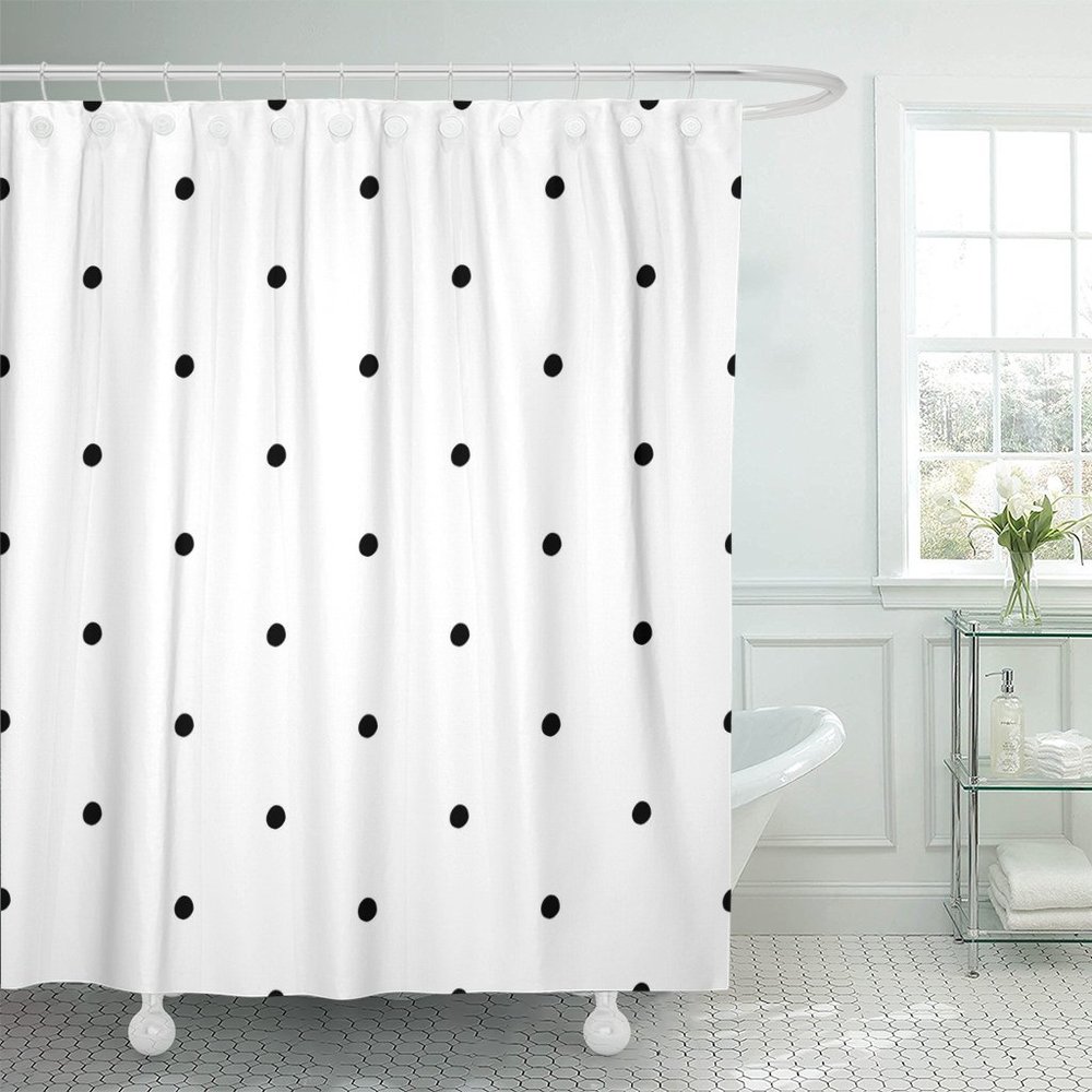 Emvency Shower Curtain Small Abstract Polka Dot Pattern with Trendy Cute Black and White Monochrome Bubble Child Waterproof Polyester Fabric 72 x 72 inches Set with Hooks