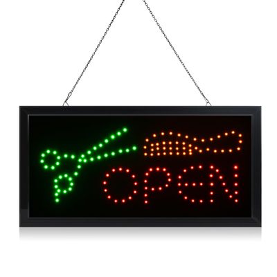 Beauty Salon LED Animated Open Scissor Sign Barber Store Neon Business Hair Shop Light On/Off Switch