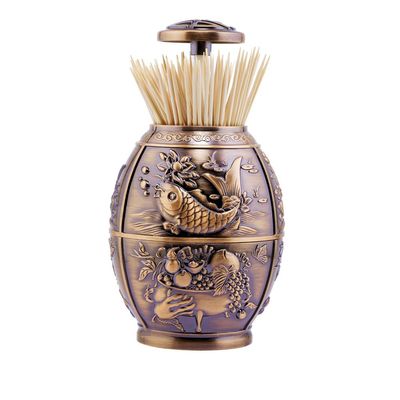 ANGROC Push Style Retro Metal Automatic Toothpick Holder Case Can Box Container for Home Restaurant Caf Club Bar Hotel Usage ( Red Bronze )