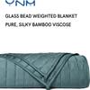 YnM Cooling Weighted Blanket for Adults, 15lbs Heavy Bed Throw for One Person of 140lbs, Perfect for Hot Sleepers or Warm Climates with Rayon/Glass Beads(48x72 Inches,Twin/Full Bed, Sea Grass) view 2
