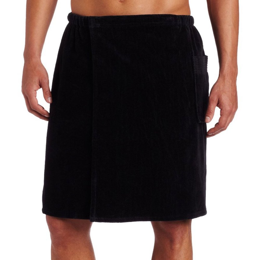 Robe Sale Spa Towels for Men, Spa Bath Wrap with Adustable Closure with Pocket, One Size, Black Color