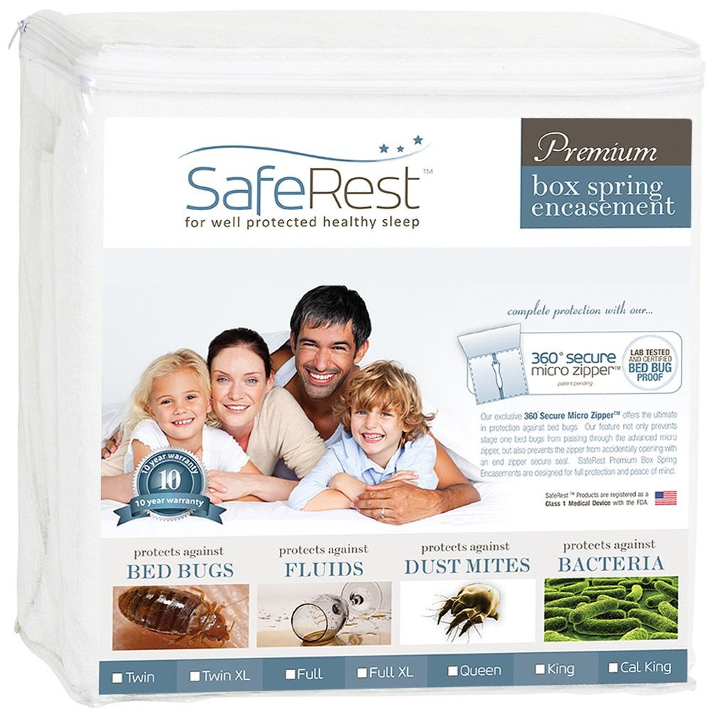 SafeRest Premium 9" Thick Box Spring Encasement - Waterproof - Breathable, Noiseless, Vinyl Free - Fits Up to 9" - Queen