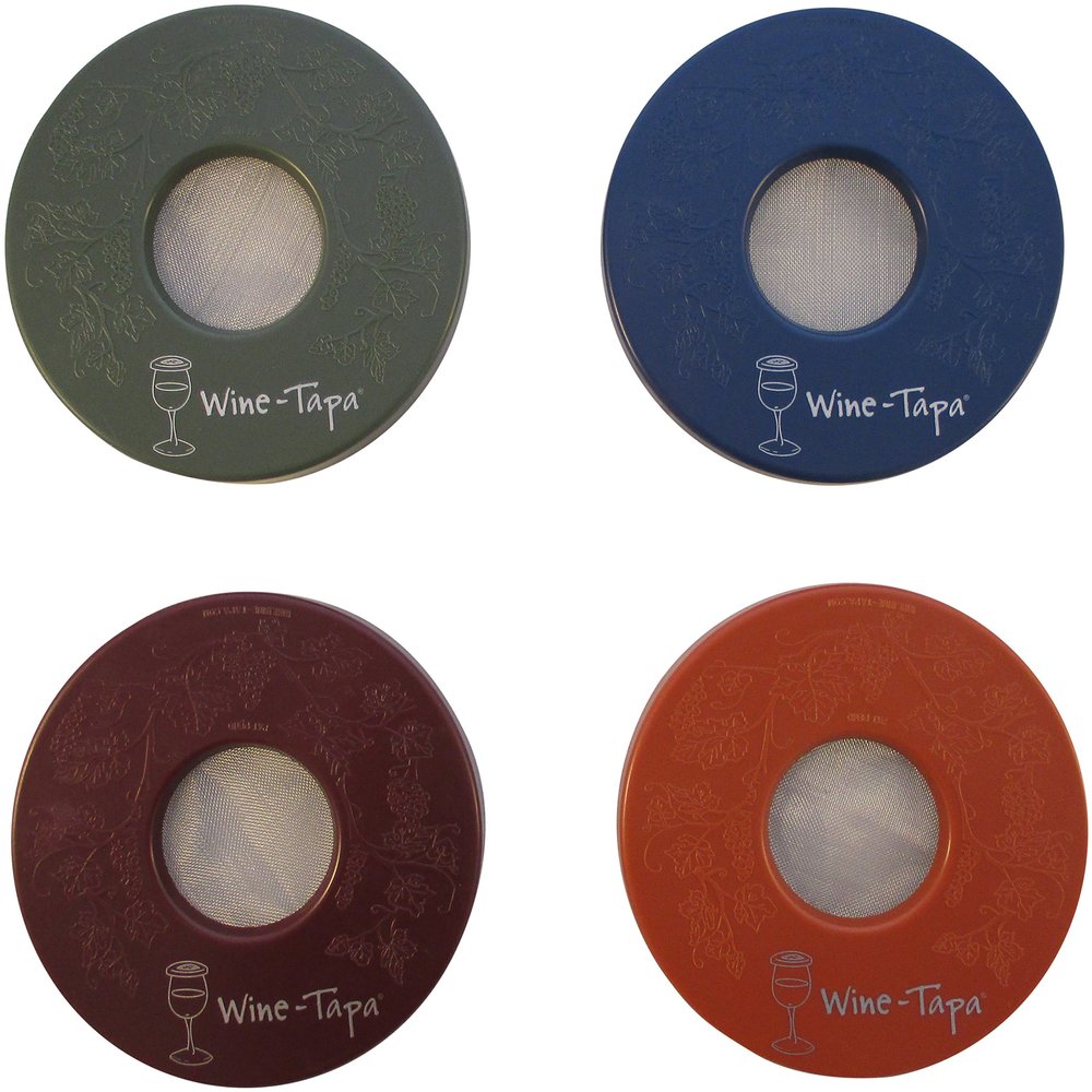 Wine-Tapa Drinking Glass Covers- Keep Bugs Away from Wine Glasses Outdoors - Use as Cover for Coffee Mugs, Soda Cans, and Drinking Glasses, set of 4 No Spill Drink Covers -Fresco Set