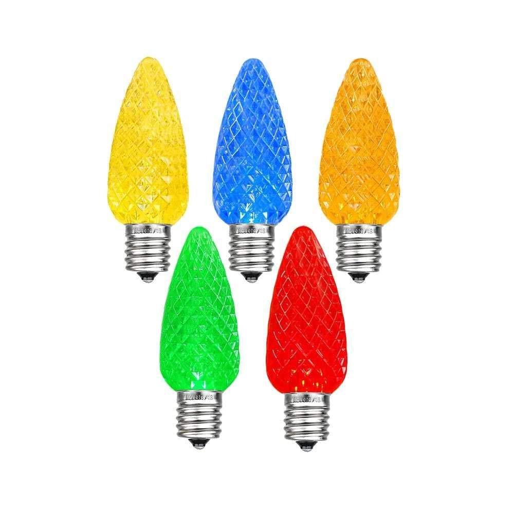 Novelty Lights 25 Pack C7 LED Twinkle Outdoor Christmas Replacement Bulbs, Multi,C7/E12 Candelabra Base, .5 Watt