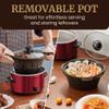 Elite Gourmet MST-275XR Electric Oval Slow Cooker, Adjustable Temp, Entrees, Sauces, Stews & Dips, Dishwasher Safe Glass Lid & Crock (2 Quart, Metallic Red) view 4