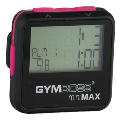 Gymboss miniMAX Interval Timer and Stopwatch - Black/Pink SOFTCOAT