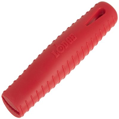 Lodge Silicone Hot Handle Holder - Dishwasher Safe Hot Handle Holder Designed for Lodge Carbon Steel Pan Products - Reusable Heat Protection Up to 500 - Red