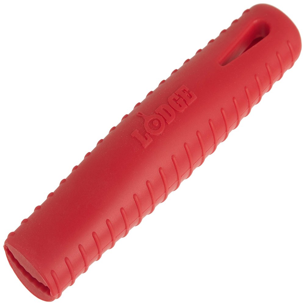 Lodge Silicone Hot Handle Holder - Dishwasher Safe Hot Handle Holder Designed for Lodge Carbon Steel Pan Products - Reusable Heat Protection Up to 500 - Red