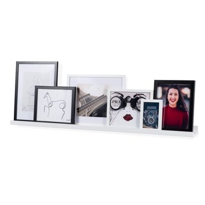 Wallniture Denver 46" Picture Ledge Shelf, Wood Wall Shelves for Photo, Picture Frame, Books, White Bookshelf for Kids Room, Living Room, Bedroom